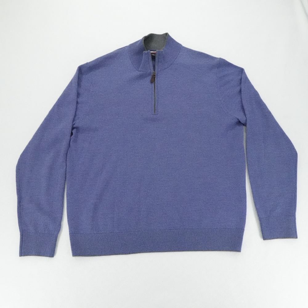 Kirkland Signature Sweater Mens‎ Large Blue Merino Wool Quarter Zip Pullover
